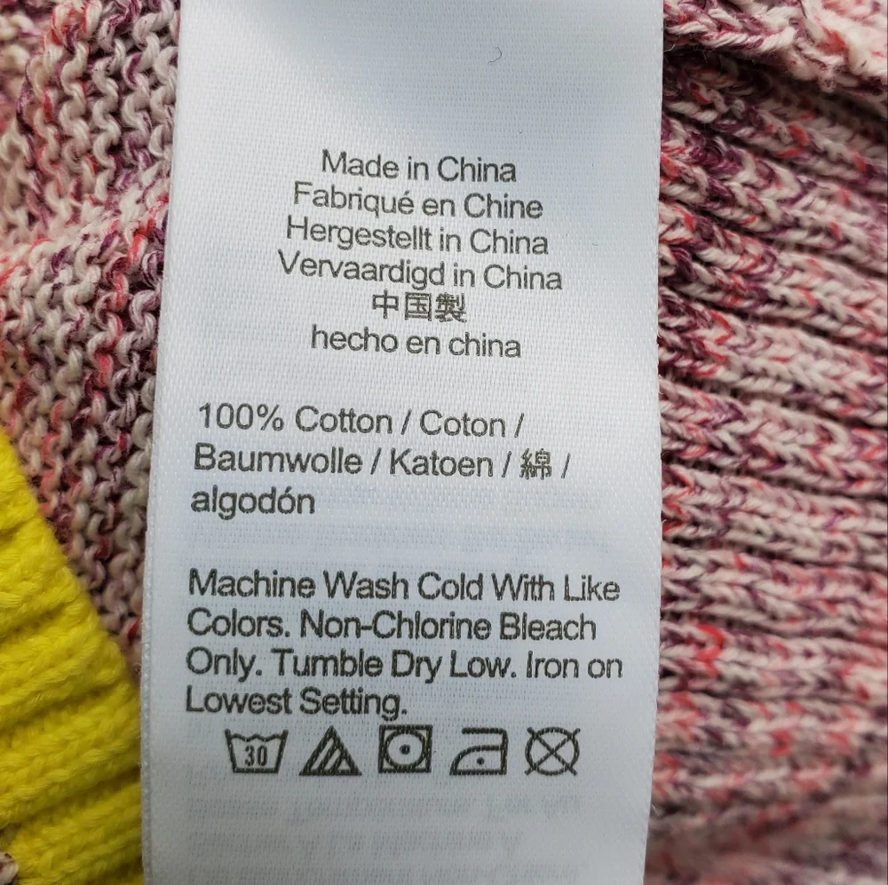 J. Crew Pink White Space Dyed 100% Cotton Knit Crewneck Sweater Size XL